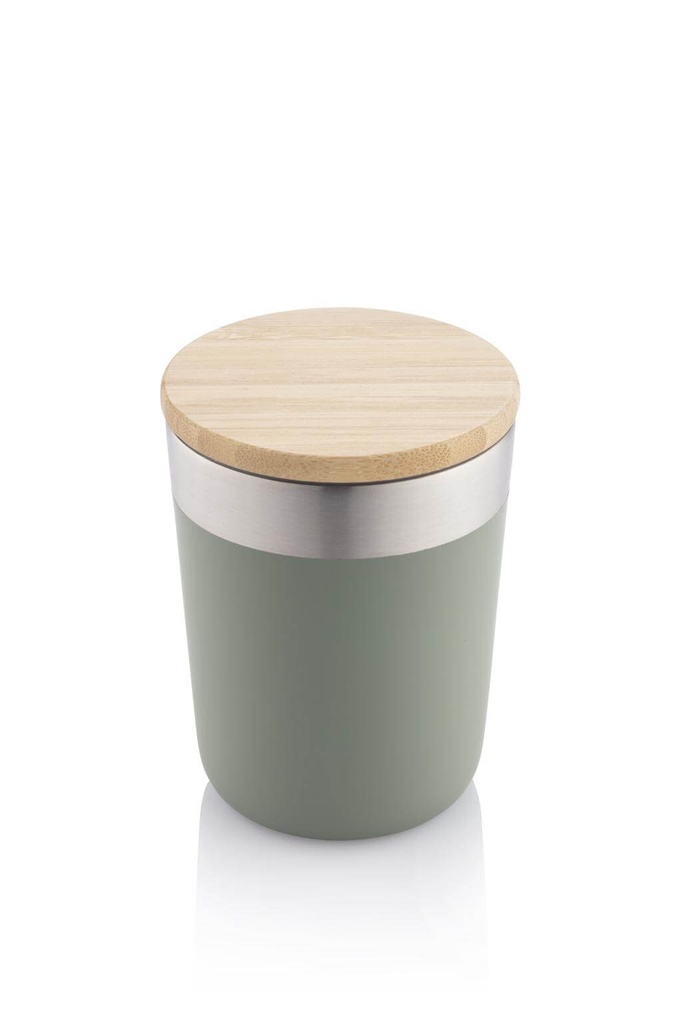 LAREN - Vacuum Coffee Tumbler With Bamboo Lid - Green