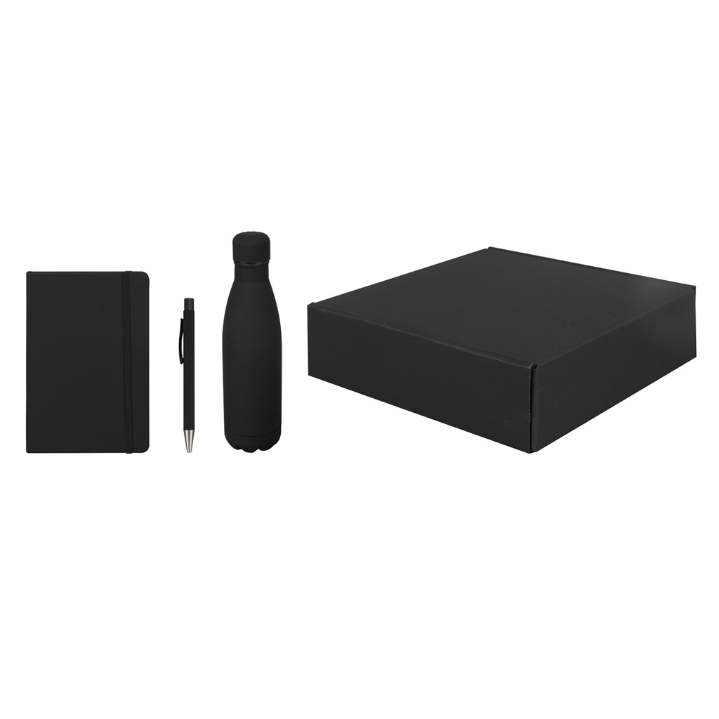 LAUTA - Giftology Set of Stainless Bottle, Notebook and Pen - Black