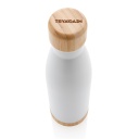 ODESSA - Giftology Double Wall Stainless Bottle with Bamboo Lid and Base - White