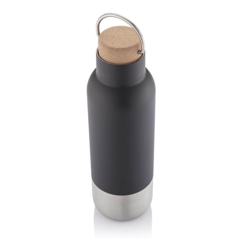 AVERSA - Hans Larsen Double Wall Vacuum Stainless Steel Bottle with Cork Lid - Black