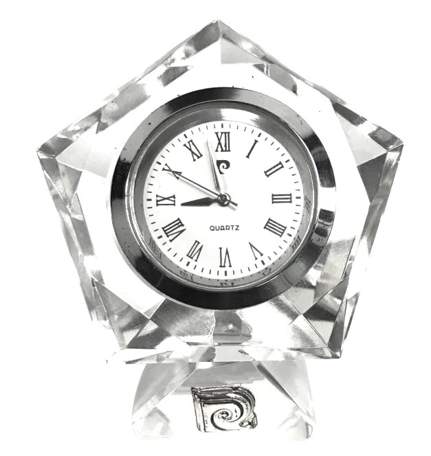 Casona - Pentagon Crystal Desk Clock by Pierre Cardin - Small