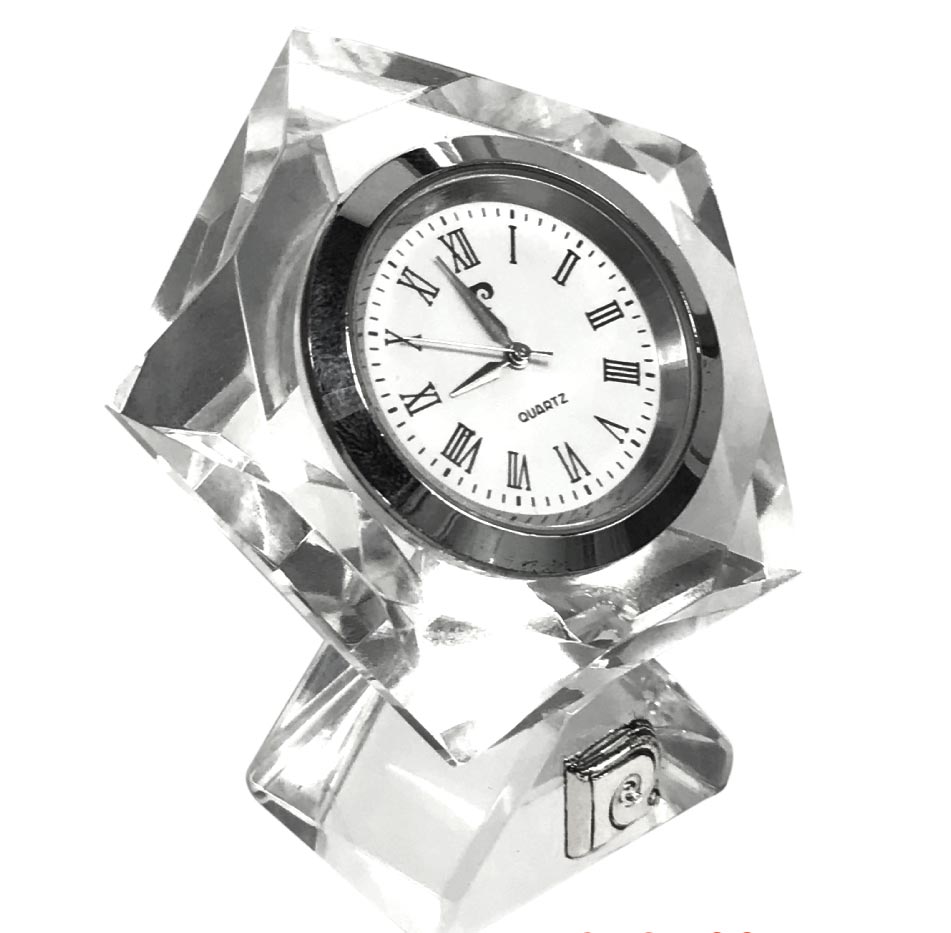 Cluny - Pentagon Crystal Desk Clock by Pierre Cardin - Regular